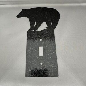 Rustic Black Metal Bear Silhouette Single Toggle Light Switch Cover Plate Lodge